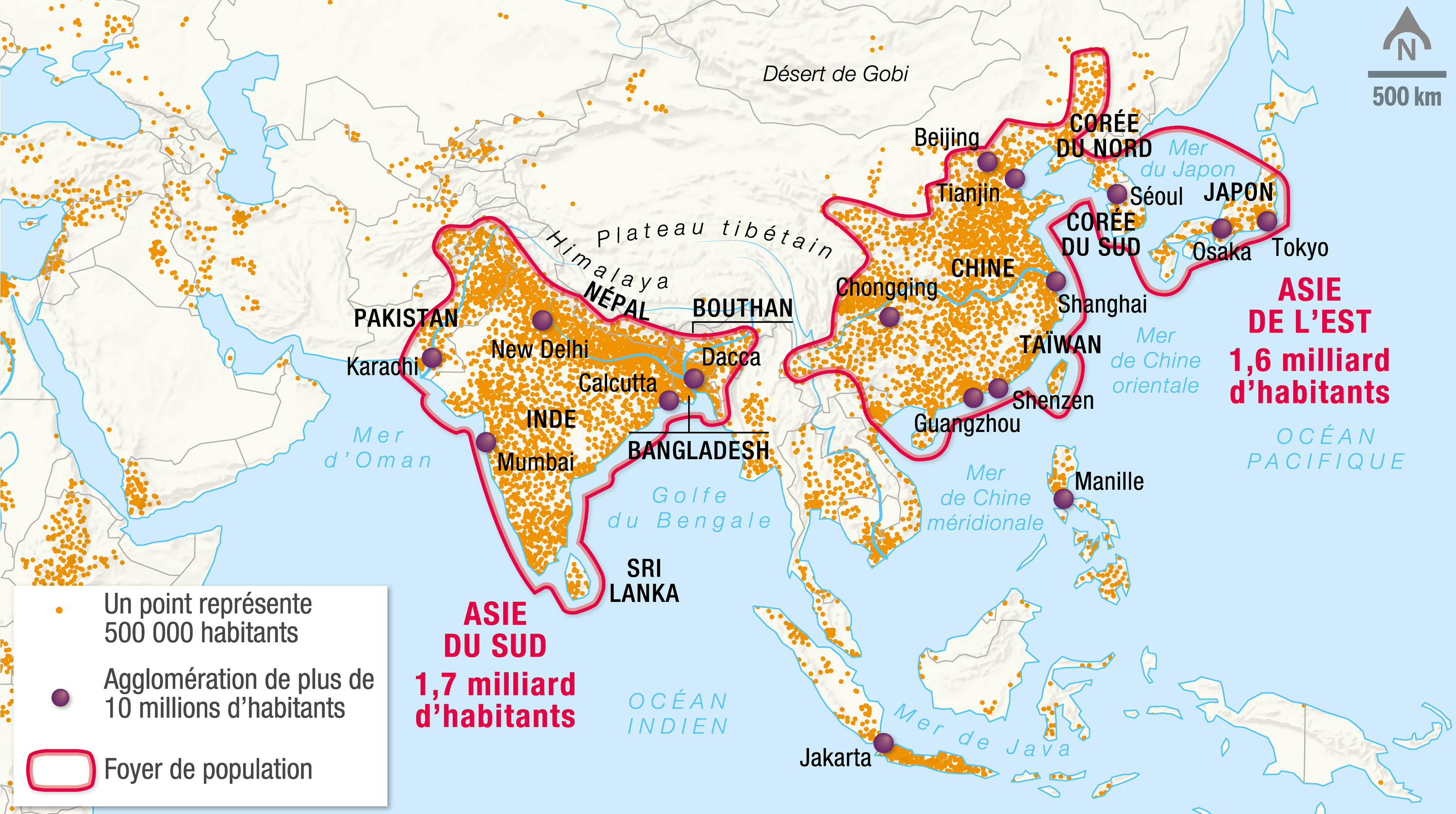 Les Deux Principaux Foyers De Population En Asie