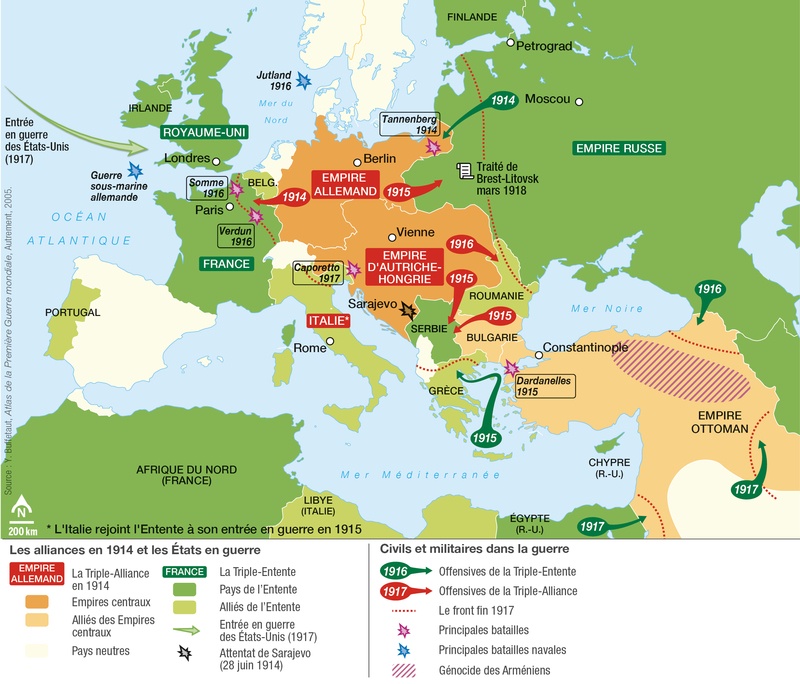 carte de la première guerre mondiale