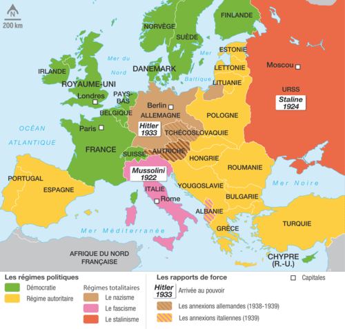 Les régimes politiques en Europe en 1938