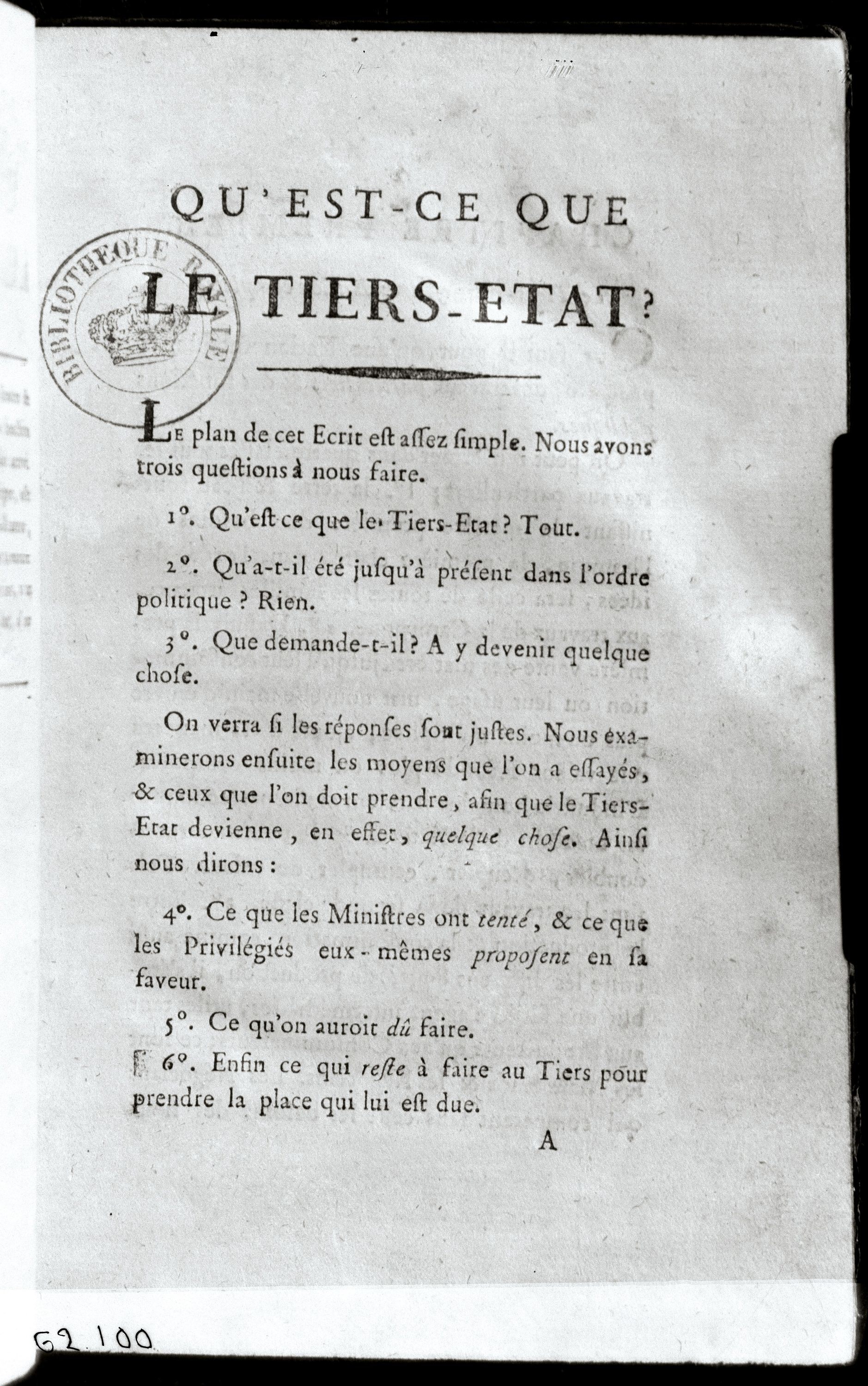 Qu'est Ce Que Le Tiers état Sieyes Commentaire