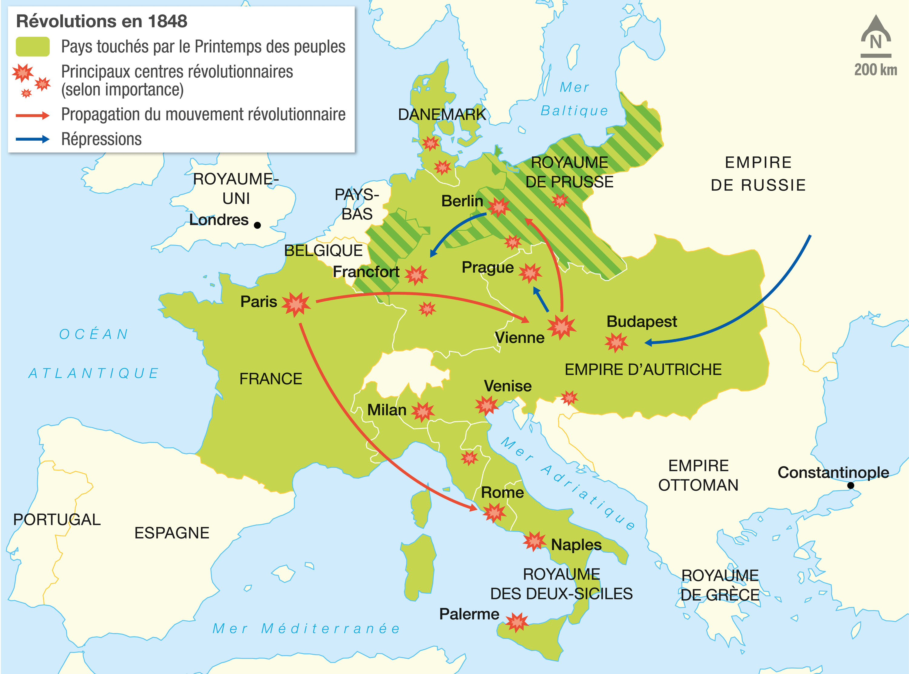 Карта европы 1848