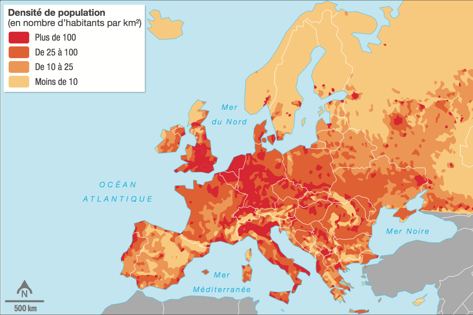 Les densités de population en Europe