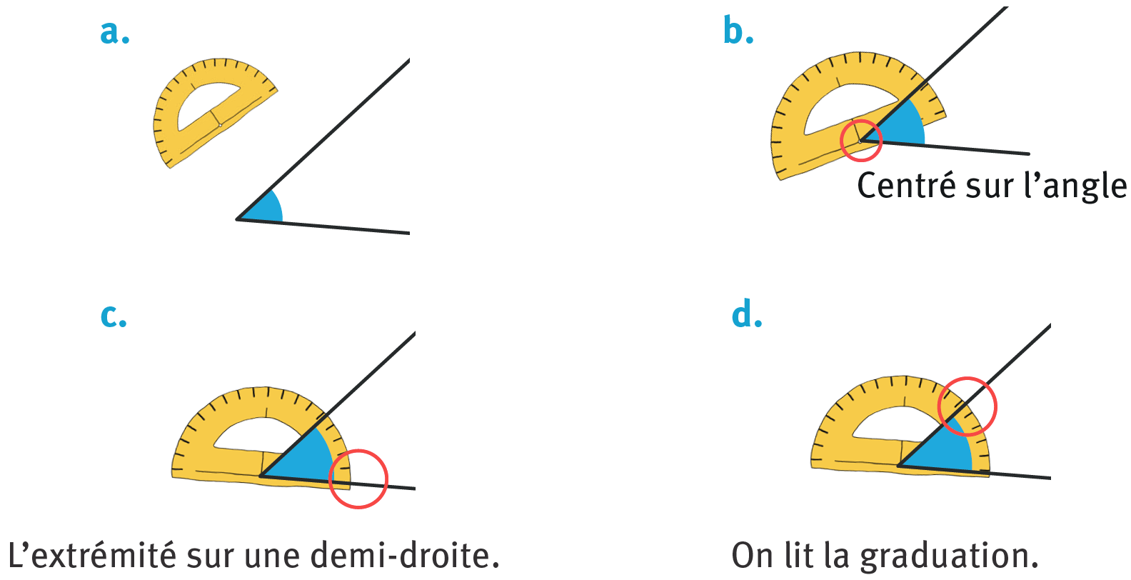 Refaire Mesurer un angle avec un rapporteur.