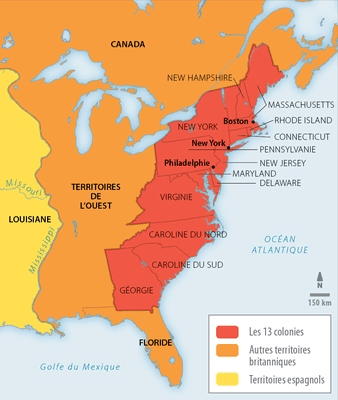 Les treize colonies britanniques d'Amérique du Nord en 1776