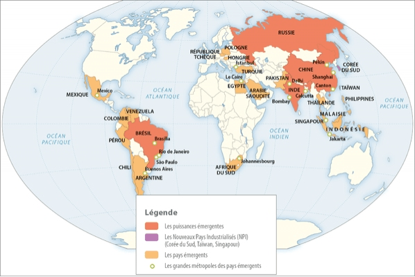 Les pays émergents dans le monde en 2011